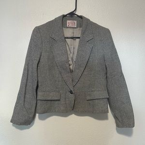 Vintage Pendleton Women’s Plaid Wool Blazer Jacket Petite Size 6 Black White